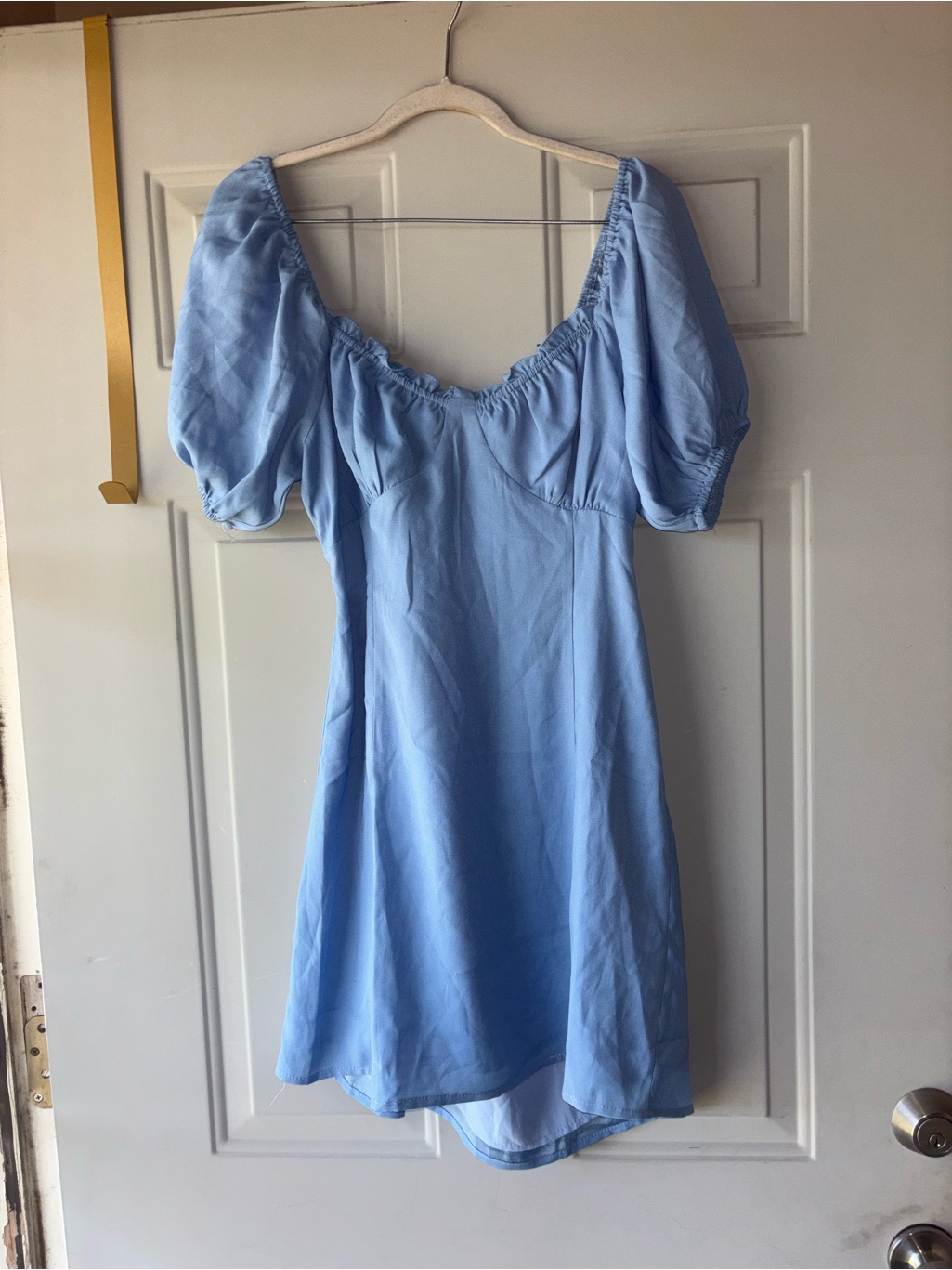 Saylor Blue Open Back Puff Sleeve Dress Size S
